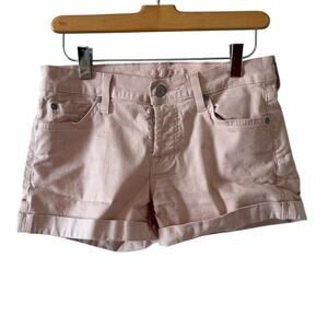 7 For All Mankind Stretch Denim Cuffed Shorts Light Pink 25